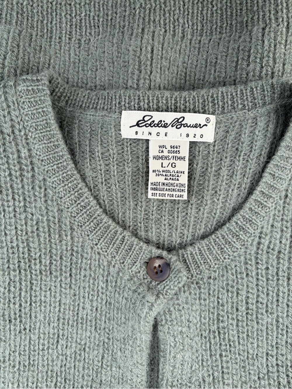 Eddie Bauer Wool Alpaca Cardigan Sweater Vest Green L Button Front - Picture 3 of 6
